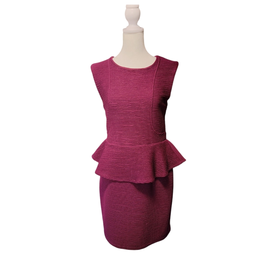 Akira Chicago Red Label Sleeveless Peplum Dress Size Large Burgundy